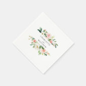 Serviette En Papier Aquarelle rose pâle Mariage Floral (Coin)