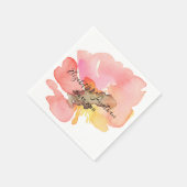Serviette En Papier Aquarelle rose pâle rose corail Mariage floral (Coin)