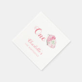 Serviette En Papier Aquarelle rose papillon 1er anniversaire fête (Coin)