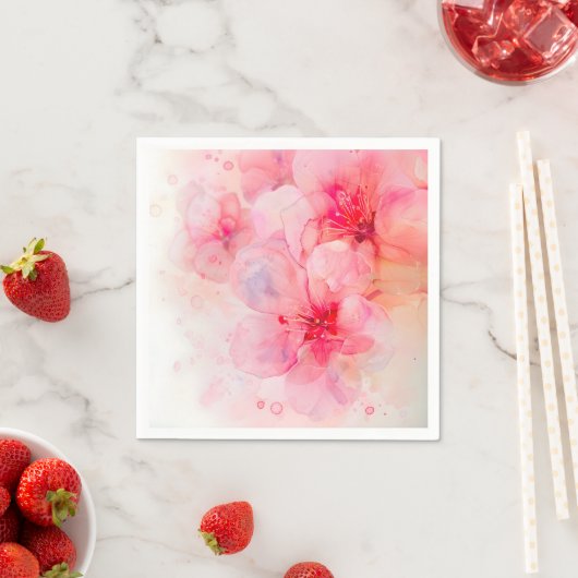 Serviette En Papier Aquarelle rose Pétale Élégance (En situation)