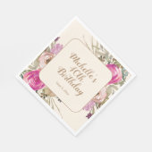 Serviette En Papier Aquarelle rose pourpre douce 40e anniversaire (Coin)