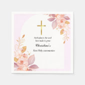 Serviette En Papier Aquarelle rose première communion (Devant)