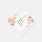 Serviette En Papier Aquarelle rose première communion (Coin)