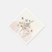 Serviette En Papier Aquarelle Rose pressé et séché Fleurs sauvages (Coin)