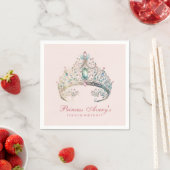 Serviette En Papier Aquarelle rose princesse Tiara Anniversaire (En situation)