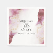 Serviette En Papier Aquarelle Rose Quartz Gold Geode BarefootBride™ (Devant)