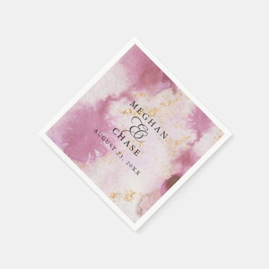 Serviette En Papier Aquarelle Rose Quartz Gold Geode BarefootBride™ (Coin)