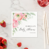 Serviette En Papier Aquarelle rose Ranunculus Baby shower Fleurs (En situation)
