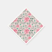 Serviette En Papier Aquarelle rose Roses & verdure | Rose pâle (Coin)