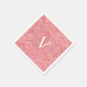 Serviette En Papier Aquarelle rose rouge monogrammée (Coin)