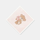 Serviette En Papier Aquarelle rose simple Baby shower ours en peluche (Coin)
