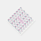 Serviette En Papier Aquarelle rose Tulipe chic monogramme (Coin)