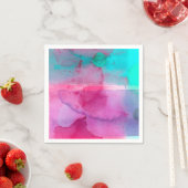 Serviette En Papier Aquarelle rose Turquoise violet Ombre (En situation)