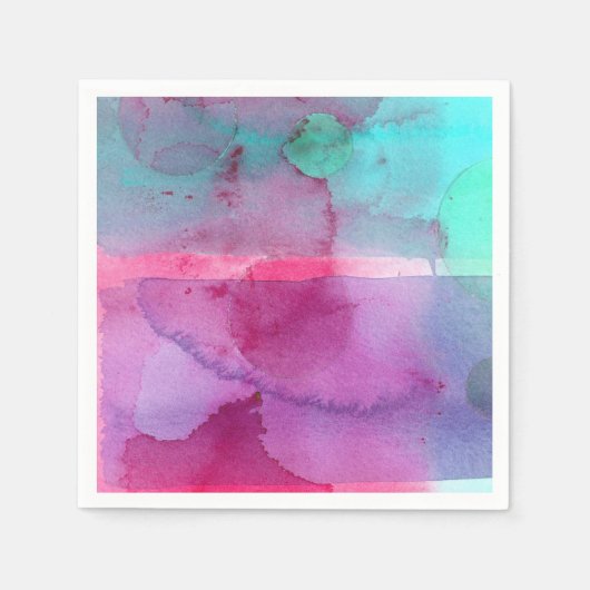 Serviette En Papier Aquarelle rose Turquoise violet Ombre (Devant)