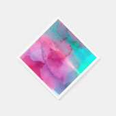 Serviette En Papier Aquarelle rose Turquoise violet Ombre (Coin)
