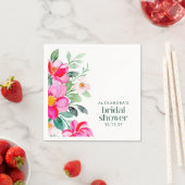 Serviette En Papier Aquarelle rose vif Fête des mariées florale person (En situation)