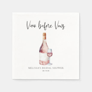 Serviette En Papier Aquarelle rose Vino avant Vows Fête des mariées