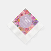 Serviette En Papier Aquarelle rose violet Fleurs sauvages 30e annivers (Coin)