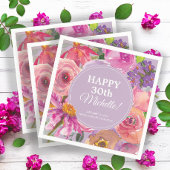 Serviette En Papier Aquarelle rose violet Floral 30e anniversaire