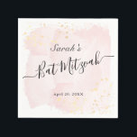 Serviette En Papier Aquarelle rose x Bat mitzvah or<br><div class="desc">Ces serviettes en papier bat mitzvah chic et élégantes sont ornées d'un arrière - plan blanc avec des touches de pinceau rose vif en aquarelle et des plaques en faux or. Personnalisez-le selon vos besoins. Vous pouvez trouver d'autres produits correspondants dans mon magasin.</div>