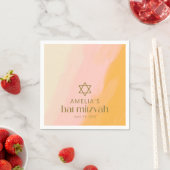Serviette En Papier Aquarelle rose Yellow Star Bat mitzvah personnalis (En situation)