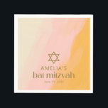 Serviette En Papier Aquarelle rose Yellow Star Bat mitzvah personnalis<br><div class="desc">Aquarelle Boho moderne rose jaune Bat mitzvah serviettes avec l'étoile juive</div>