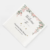 Serviette En Papier Aquarelle Roses roses avec Baby shower de papillon (Coin)