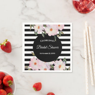 Serviette En Papier Aquarelle Roses roses Ballerina Grilles Monogramme