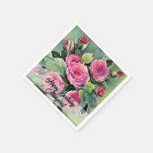 Serviette En Papier Aquarelle Roses rouges Joyeux anniversaire (Coin)