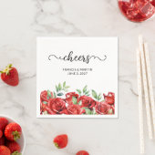 Serviette En Papier Aquarelle Roses rouges Merci de bordure floral (En situation)