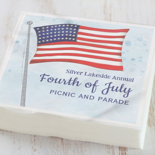 Serviette En Papier Aquarelle Rouge Bleu Bleu Simple 4 juillet