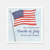 Serviette En Papier Aquarelle Rouge Bleu Bleu Simple 4 juillet (Devant)