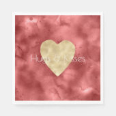 Serviette En Papier Aquarelle rouge Coeur or (Devant)