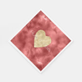 Serviette En Papier Aquarelle rouge Coeur or (Coin)