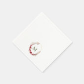 Serviette En Papier Aquarelle rouge couronne de Noël Monogramme Naples (Coin)