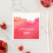 Serviette En Papier Aquarelle rouge mignonne Joyeux anniversaire perso (En situation)