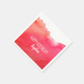 Serviette En Papier Aquarelle rouge mignonne Joyeux anniversaire perso (Coin)