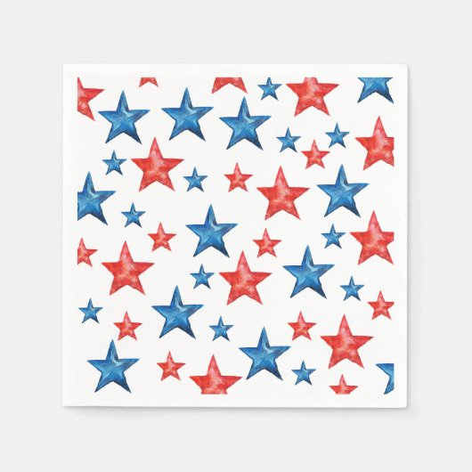 Serviette En Papier Aquarelle rouge moderne étoiles 4 juillet Papier (Devant)