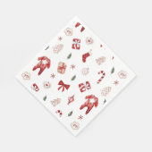 Serviette En Papier Aquarelle Rouge Noël Joyeux petit Baby shower (Coin)