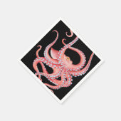 Serviette En Papier Aquarelle rouge octopique en noir (Coin)