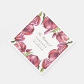 Serviette En Papier Aquarelle rouge Pépites et vos noms mariage (Coin)