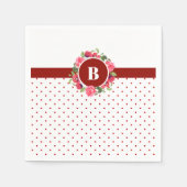 Serviette En Papier Aquarelle Rouge Poppies Rose Rose Rose Wreath Mono (Devant)