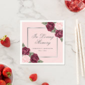 Serviette En Papier Aquarelle rouge rose argent couleur florale funéra (En situation)