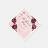 Serviette En Papier Aquarelle rouge rose argent couleur florale funéra (Coin)
