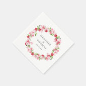 Serviette En Papier Aquarelle rouge rose roses Nom de la couronne Mari (Coin)