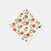 Serviette En Papier Aquarelle Rouge Roses Papier (Coin)