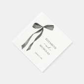 Serviette En Papier Aquarelle ruban Bow noir et blanc Mariage (Coin)