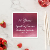 Serviette En Papier Aquarelle Ruby Mariage 40 ans Anniversaire (En situation)