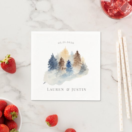 Serviette En Papier Aquarelle Russe Mountain Monogram Papier Napkin (En situation)