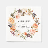 Serviette En Papier Aquarelle Rustique Automne Mariage (Devant)